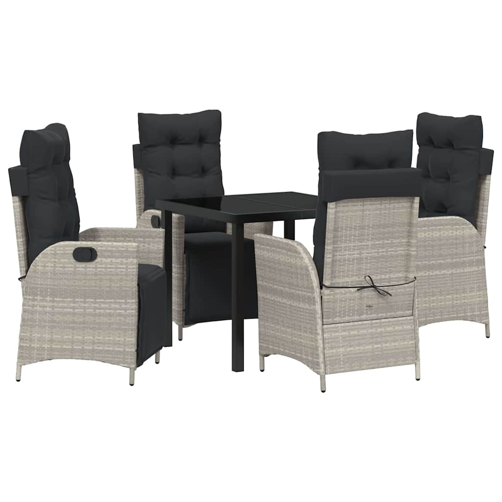 Garten Essgruppe mit Kissen 5 pcs Hellgrau Poly-Rattan