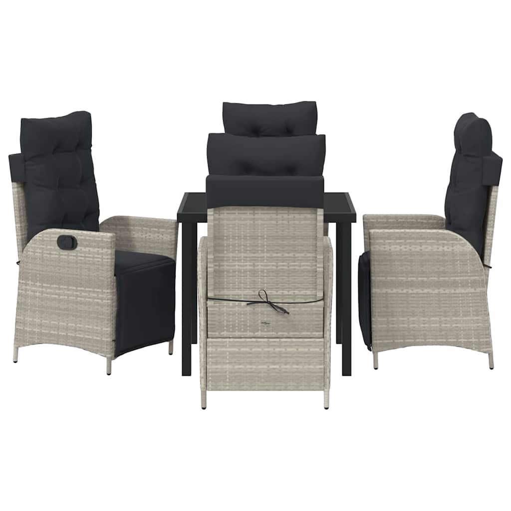 Garten Essgruppe mit Kissen 5 pcs Hellgrau Poly-Rattan