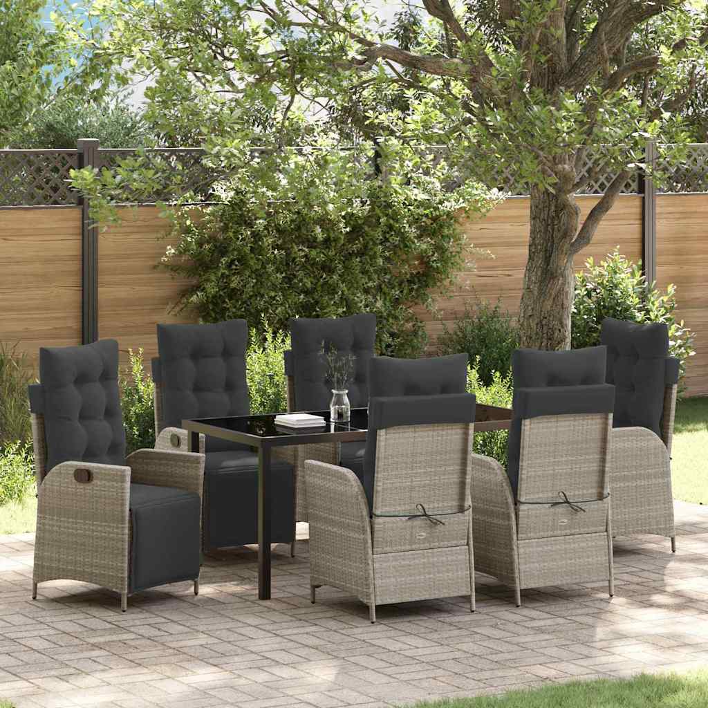Garten Essgruppe mit Kissen 7 pcs Hellgrau Poly-Rattan