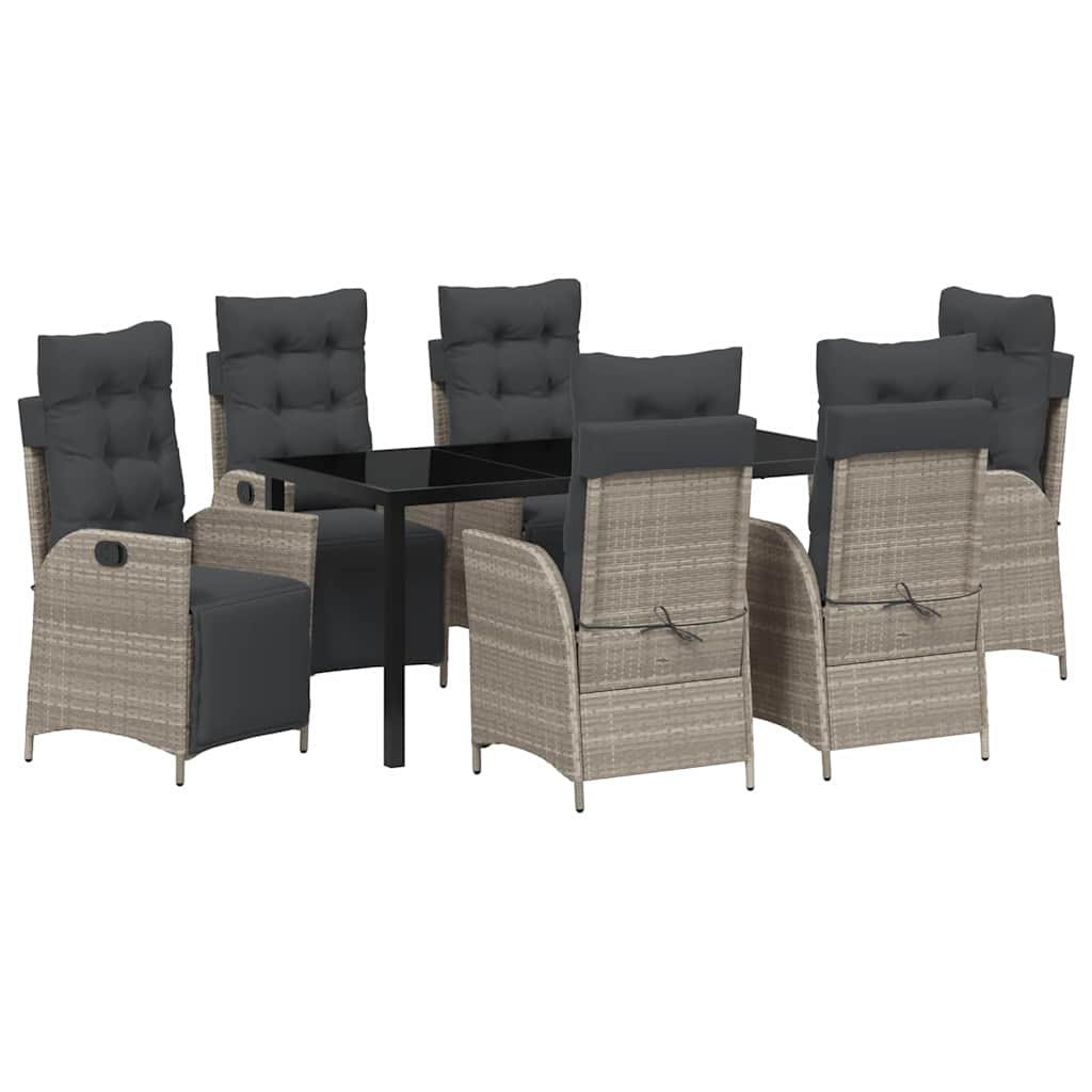 Garten Essgruppe mit Kissen 7 pcs Hellgrau Poly-Rattan