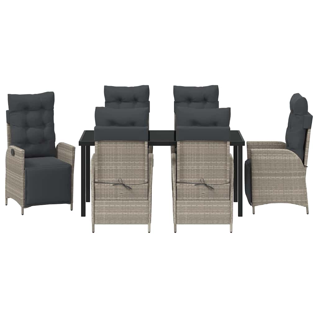 Garten Essgruppe mit Kissen 7 pcs Hellgrau Poly-Rattan
