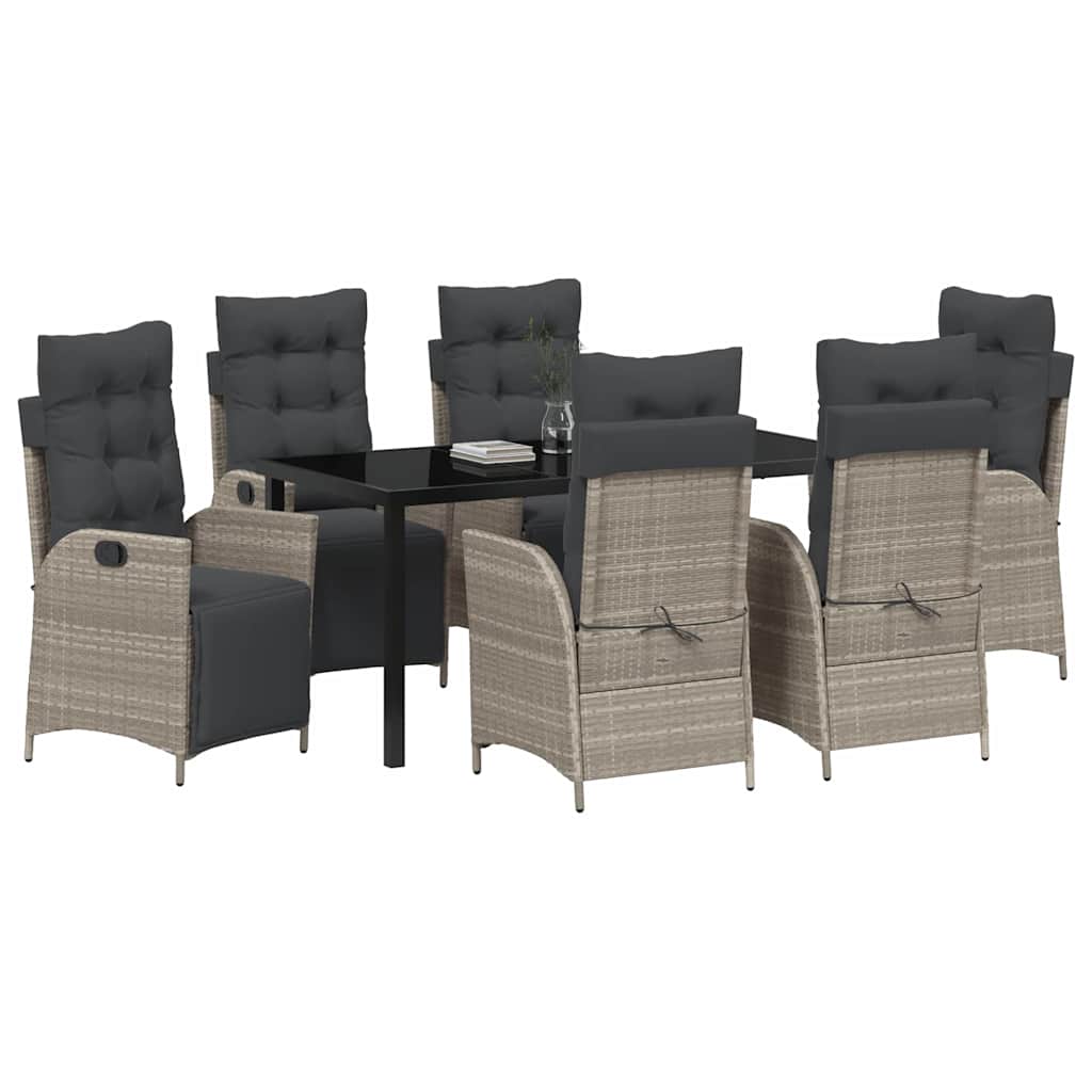 Garten Essgruppe mit Kissen 7 pcs Hellgrau Poly-Rattan