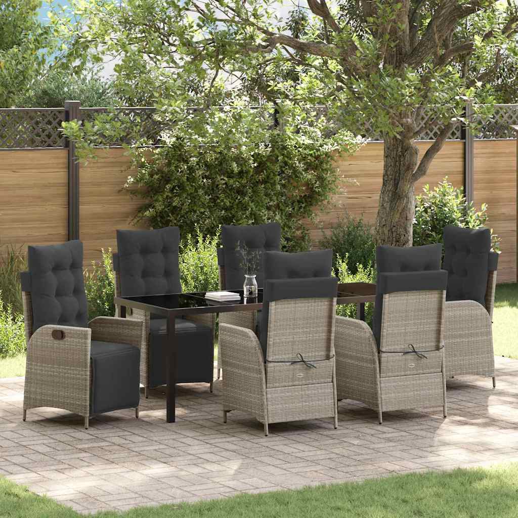 Garten Essgruppe mit Kissen 7 pcs Hellgrau Poly-Rattan