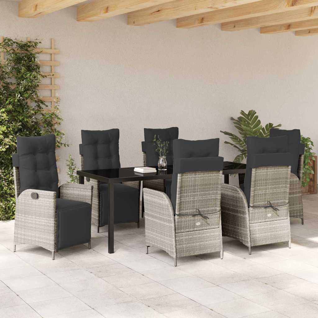 Garten Essgruppe mit Kissen 7 pcs Hellgrau Poly-Rattan