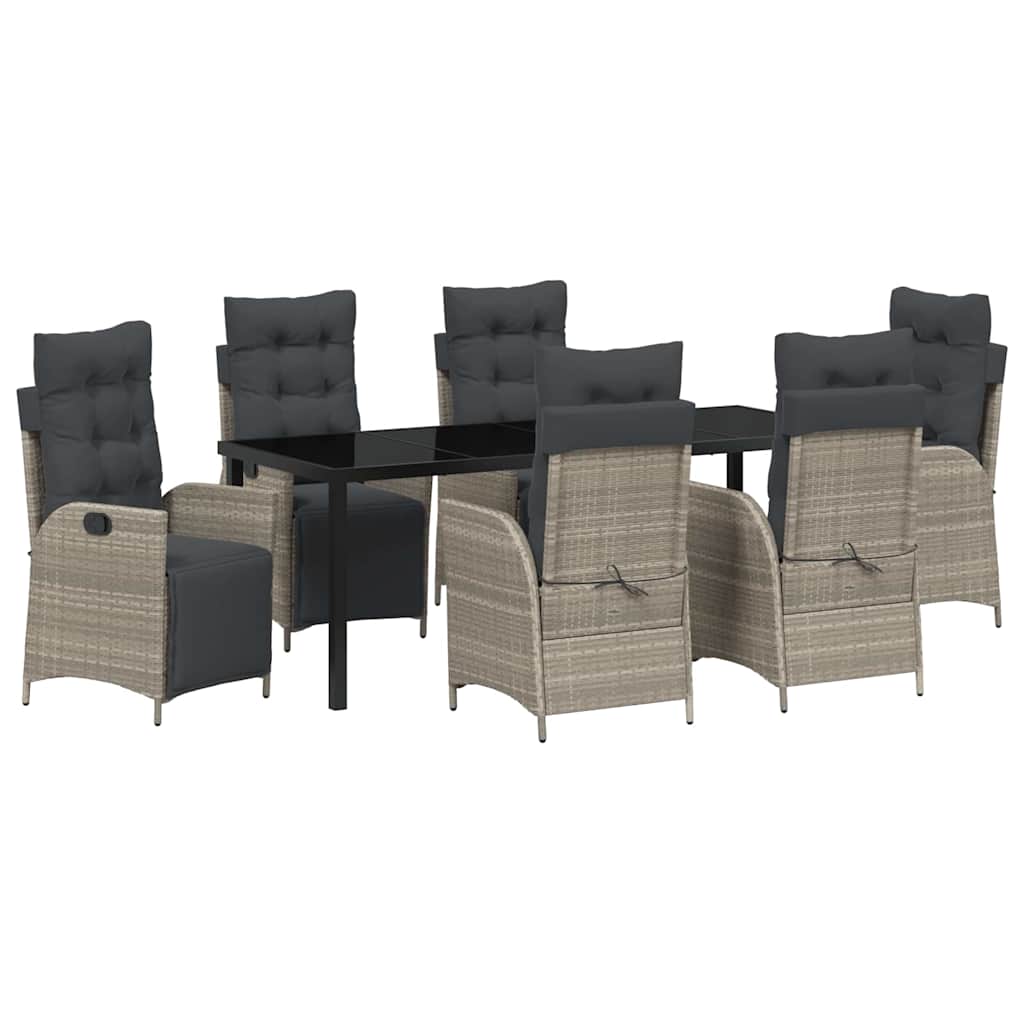 Garten Essgruppe mit Kissen 7 pcs Hellgrau Poly-Rattan