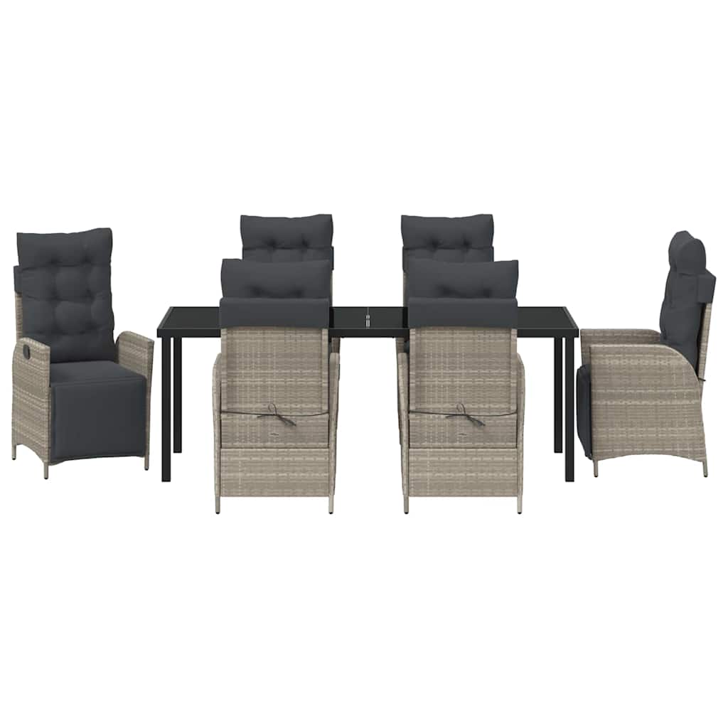 Garten Essgruppe mit Kissen 7 pcs Hellgrau Poly-Rattan