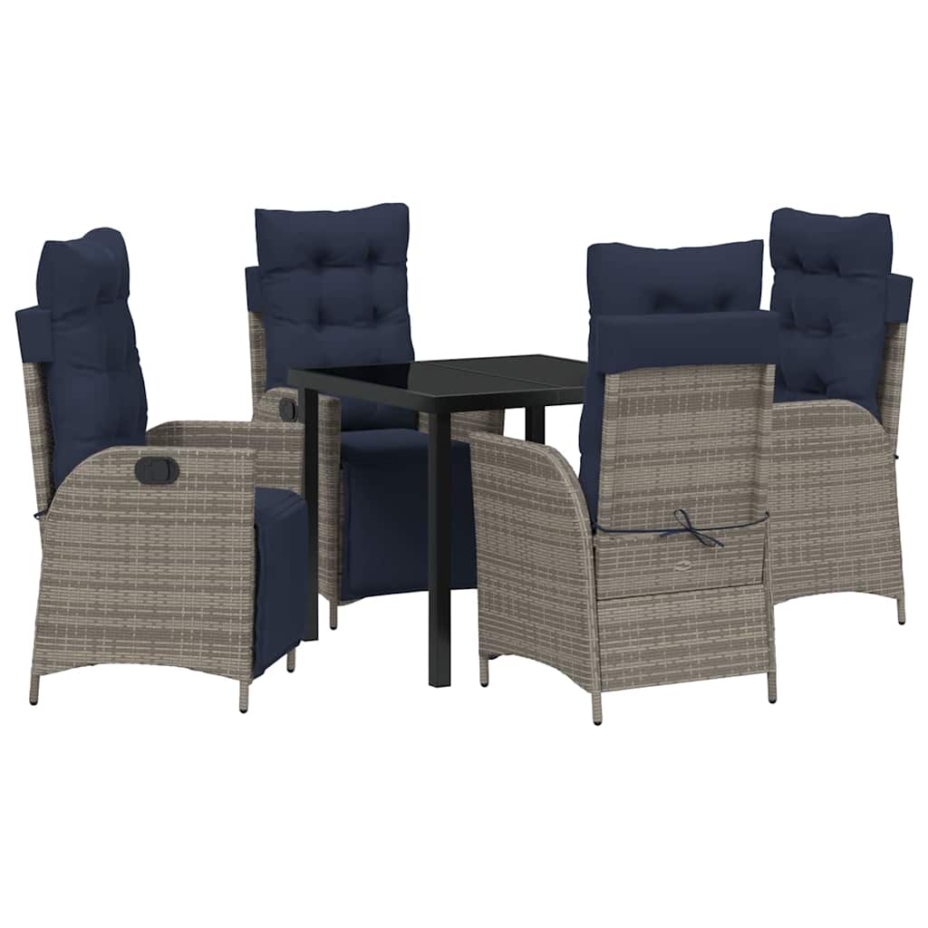 Garten Essgruppe mit Kissen 5 pcs Grau und Schwarz Rattan