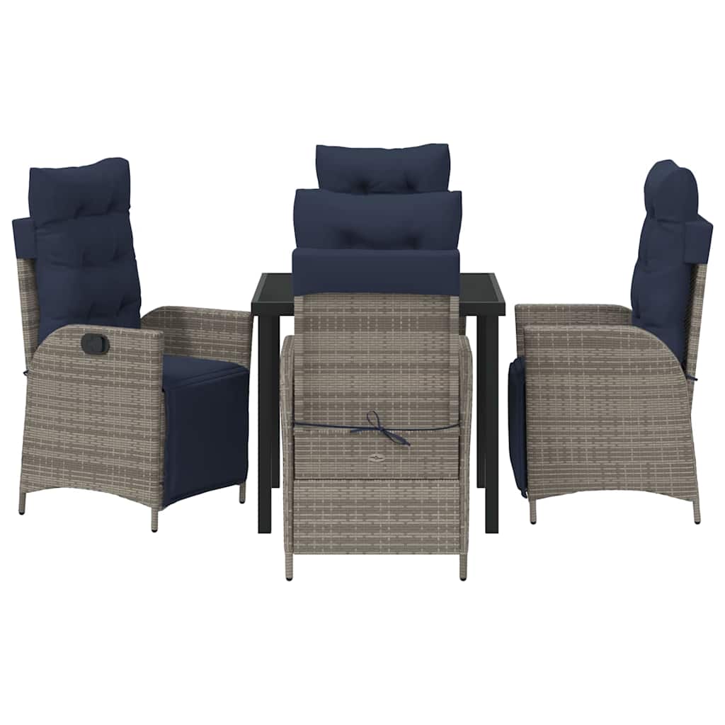 Garten Essgruppe mit Kissen 5 pcs Grau und Schwarz Rattan