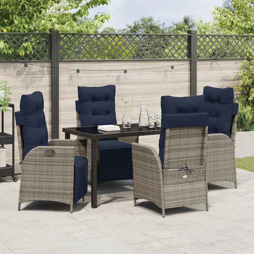 Garten Essgruppe mit Kissen 5 pcs Grau und Schwarz Rattan