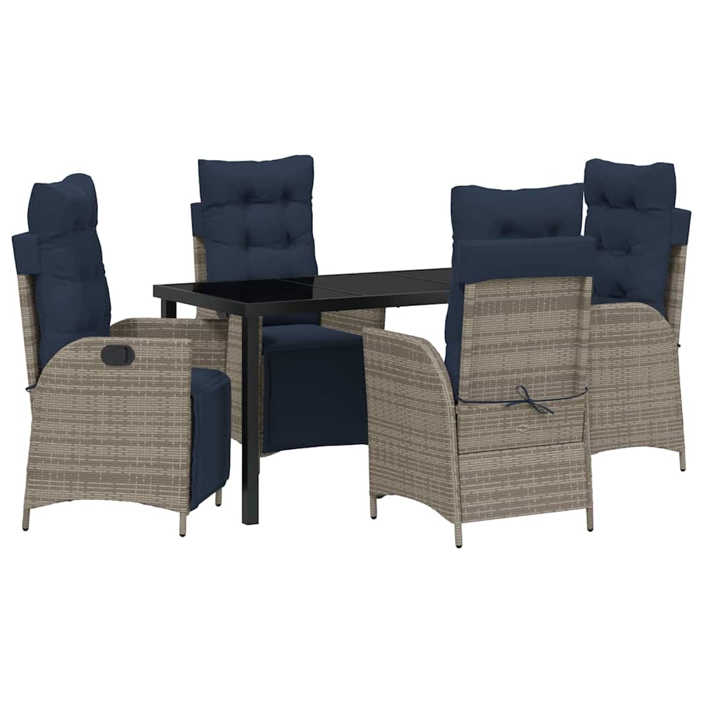 Garten Essgruppe mit Kissen 5 pcs Grau und Schwarz Rattan