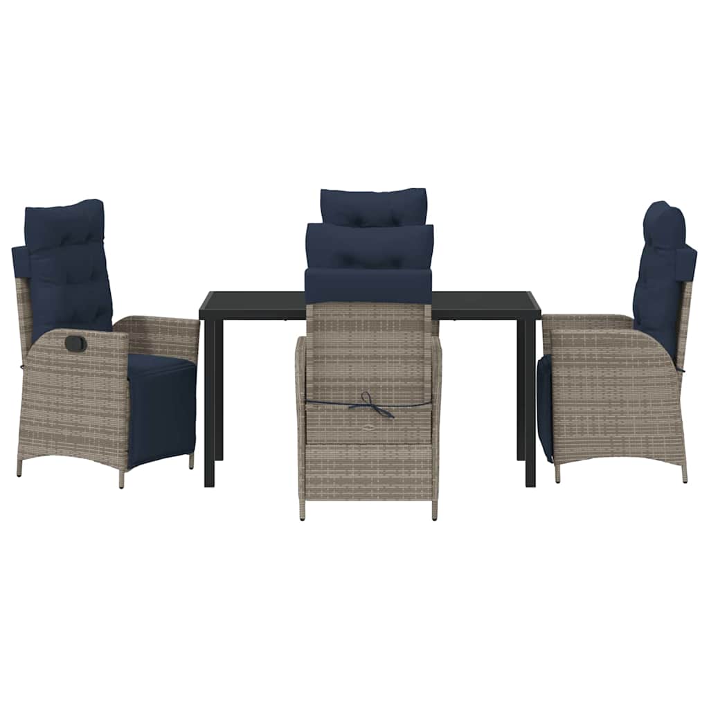 Garten Essgruppe mit Kissen 5 pcs Grau und Schwarz Rattan