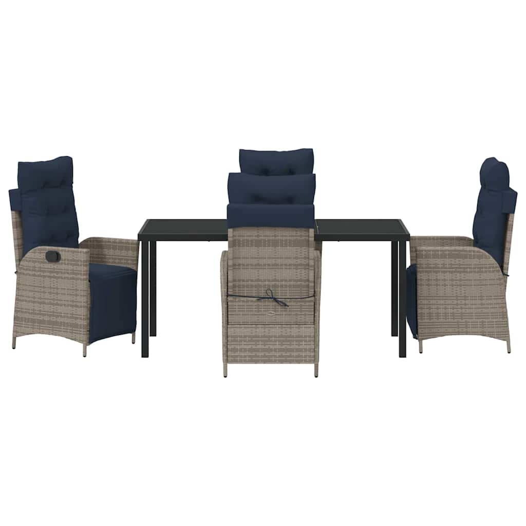 Garten Essgruppe mit Kissen 5 pcs Grau und Schwarz Rattan