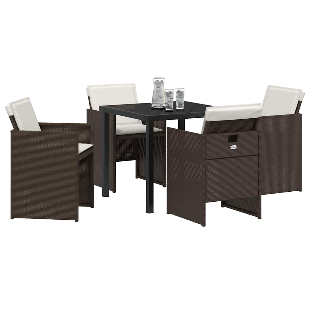 Garten Essgruppe 5 pcs Braun Poly-Rattan