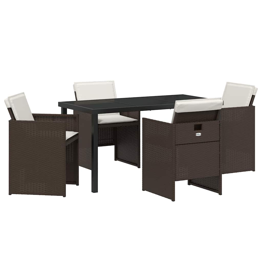 Garten Essgruppe 5 pcs Braun Poly-Rattan