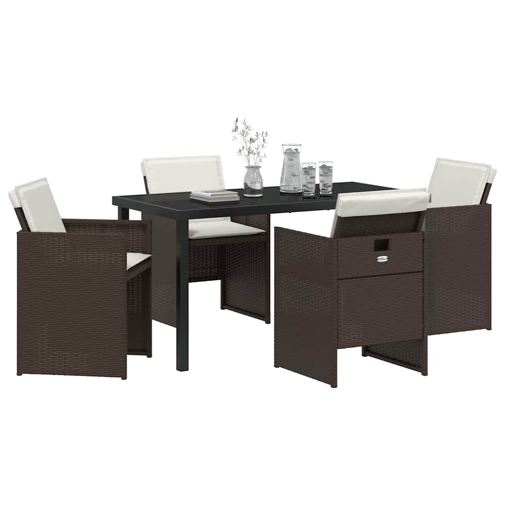 Garten Essgruppe 5 pcs Braun Poly-Rattan
