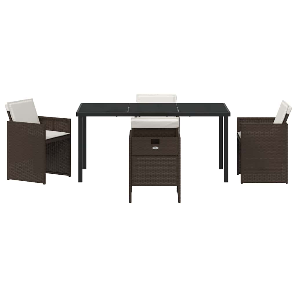 Garten Essgruppe 5 pcs Braun Poly-Rattan