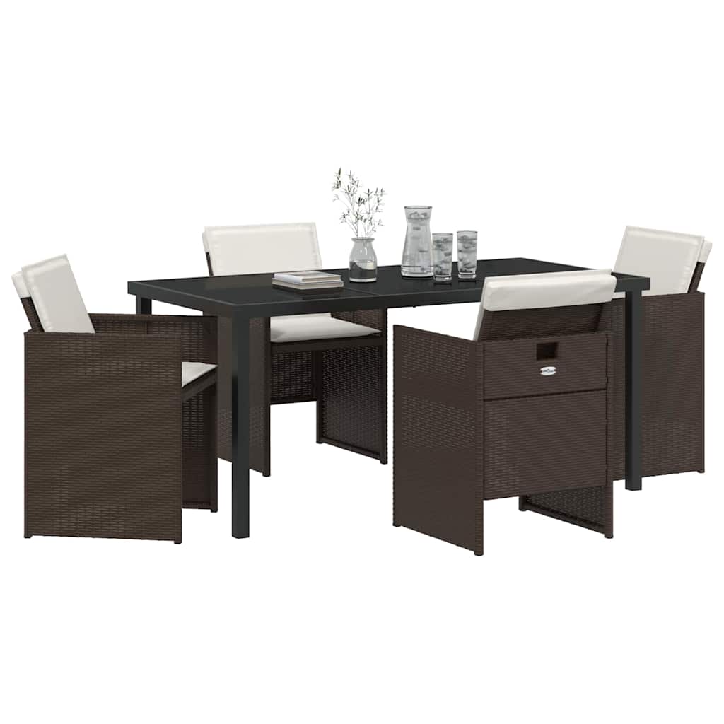 Garten Essgruppe 5 pcs Braun Poly-Rattan