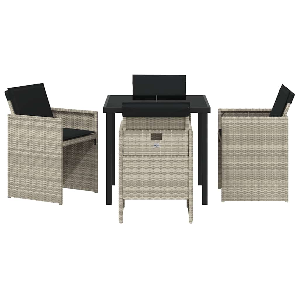Garten Essgruppe 5 pcs Hellgrau Poly-Rattan