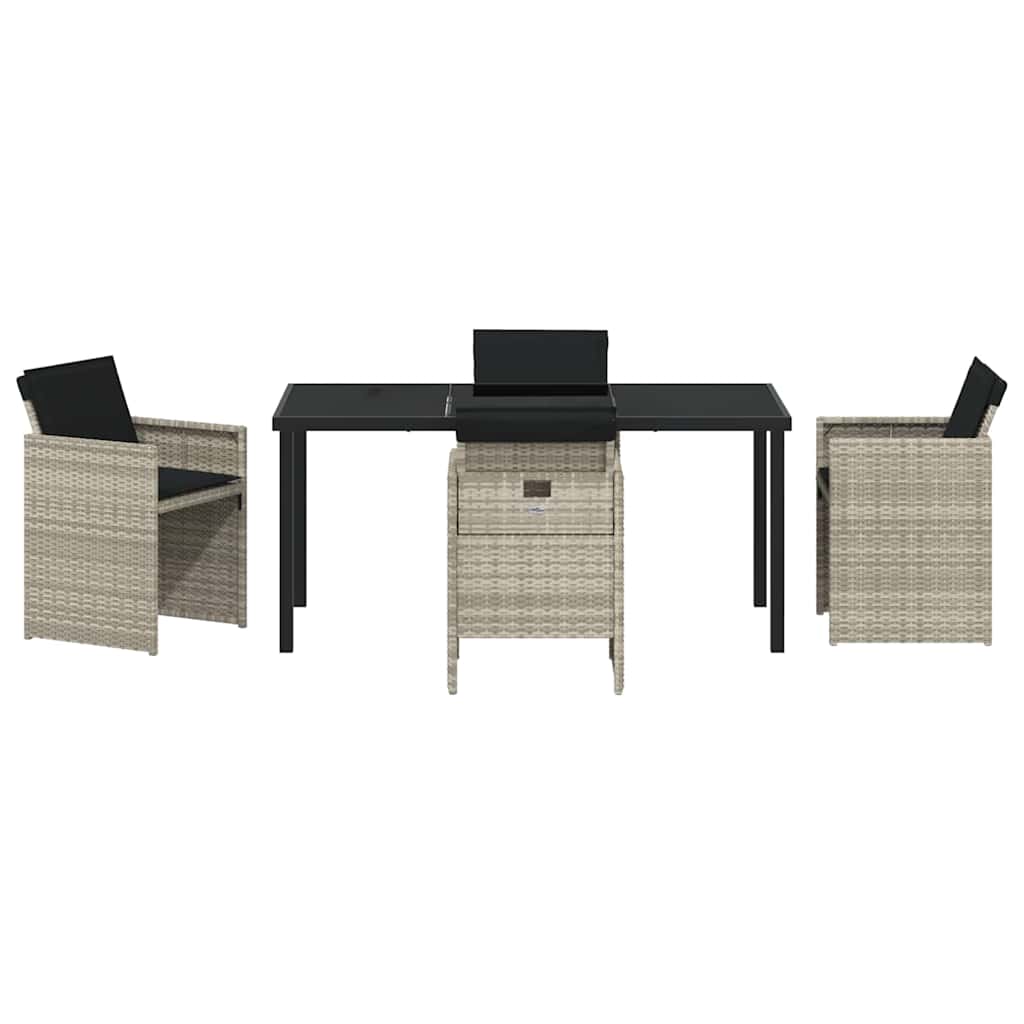 Garten Essgruppe 5 pcs Hellgrau Poly-Rattan
