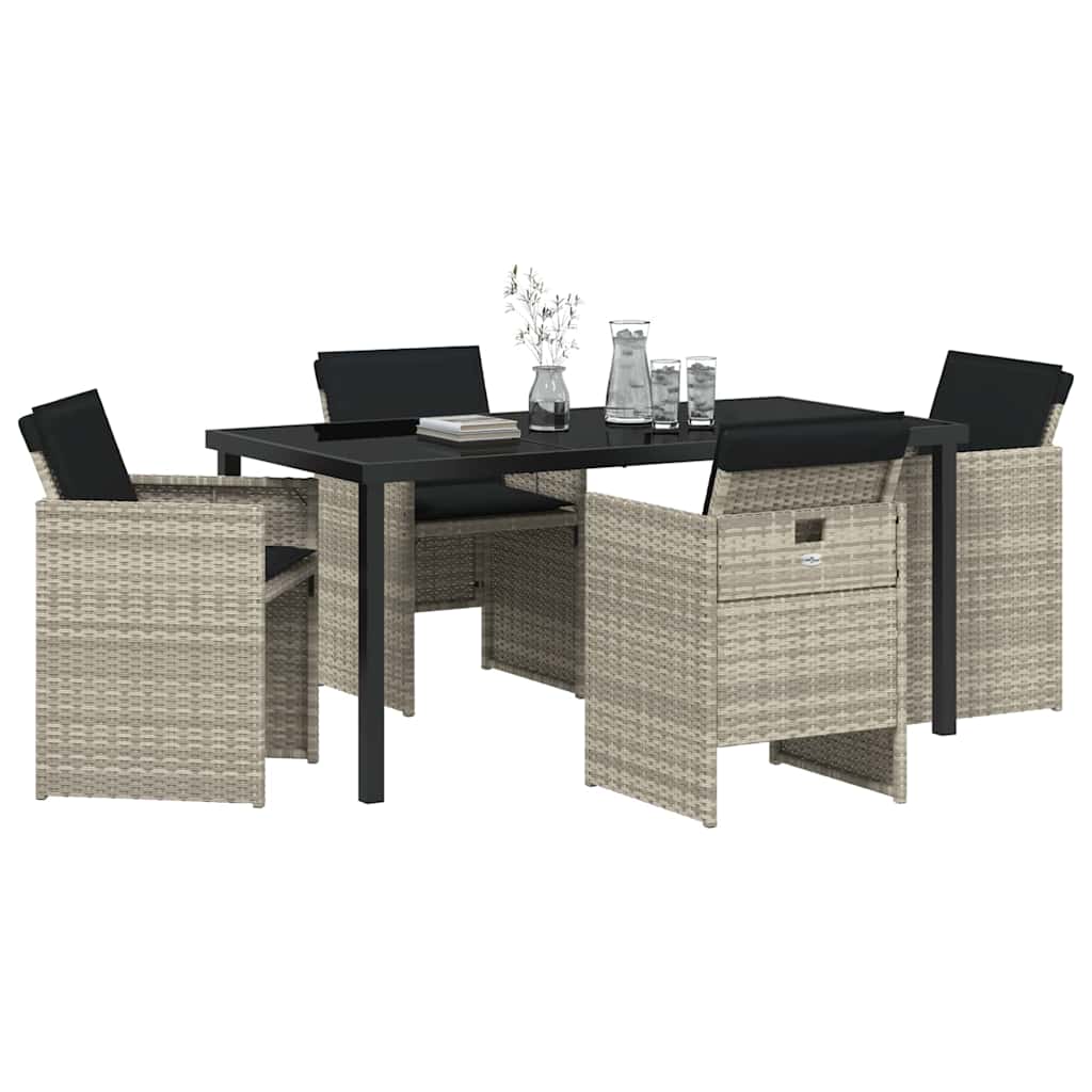 Garten Essgruppe 5 pcs Hellgrau Poly-Rattan