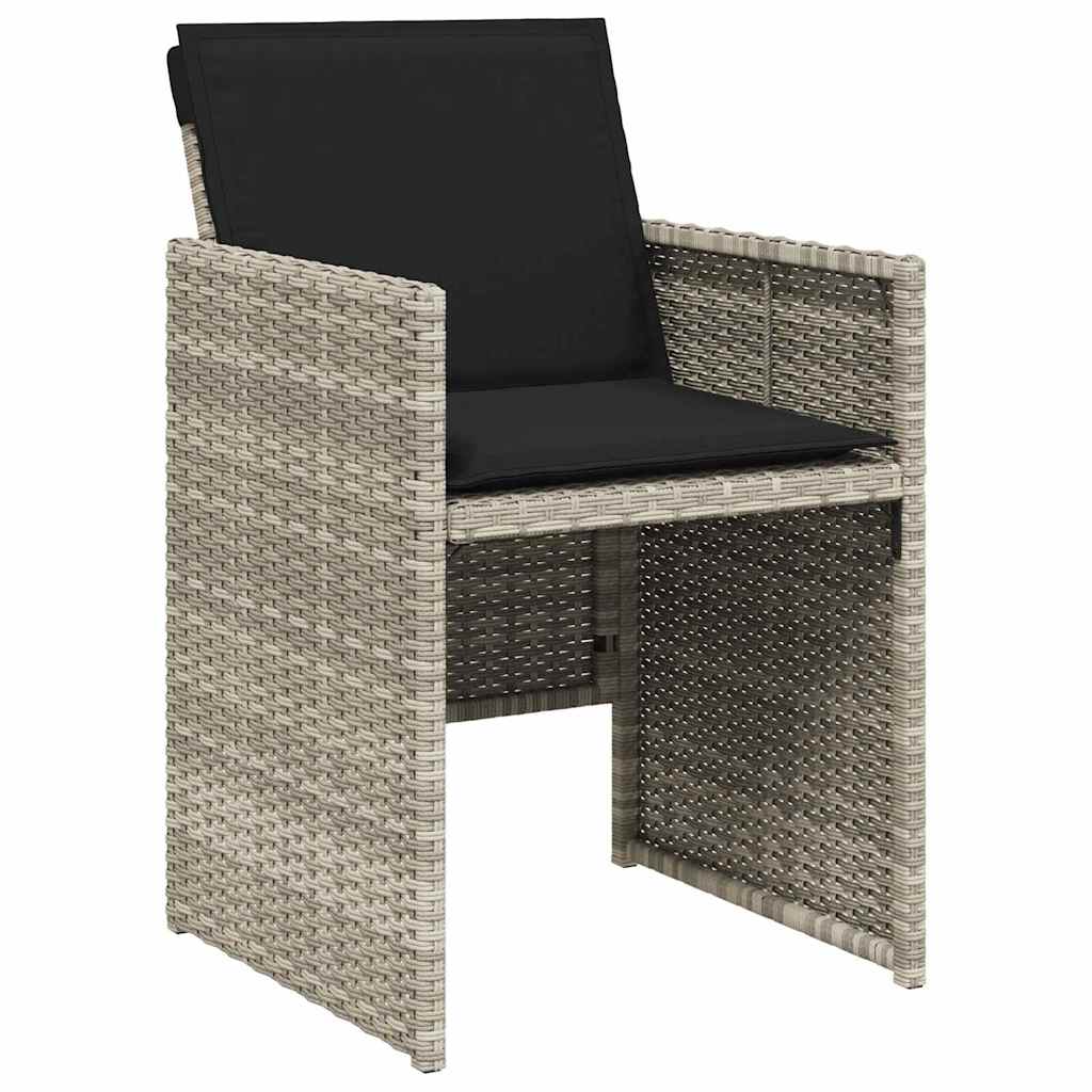Garten Essgruppe 9 pcs Hellgrau Poly-Rattan
