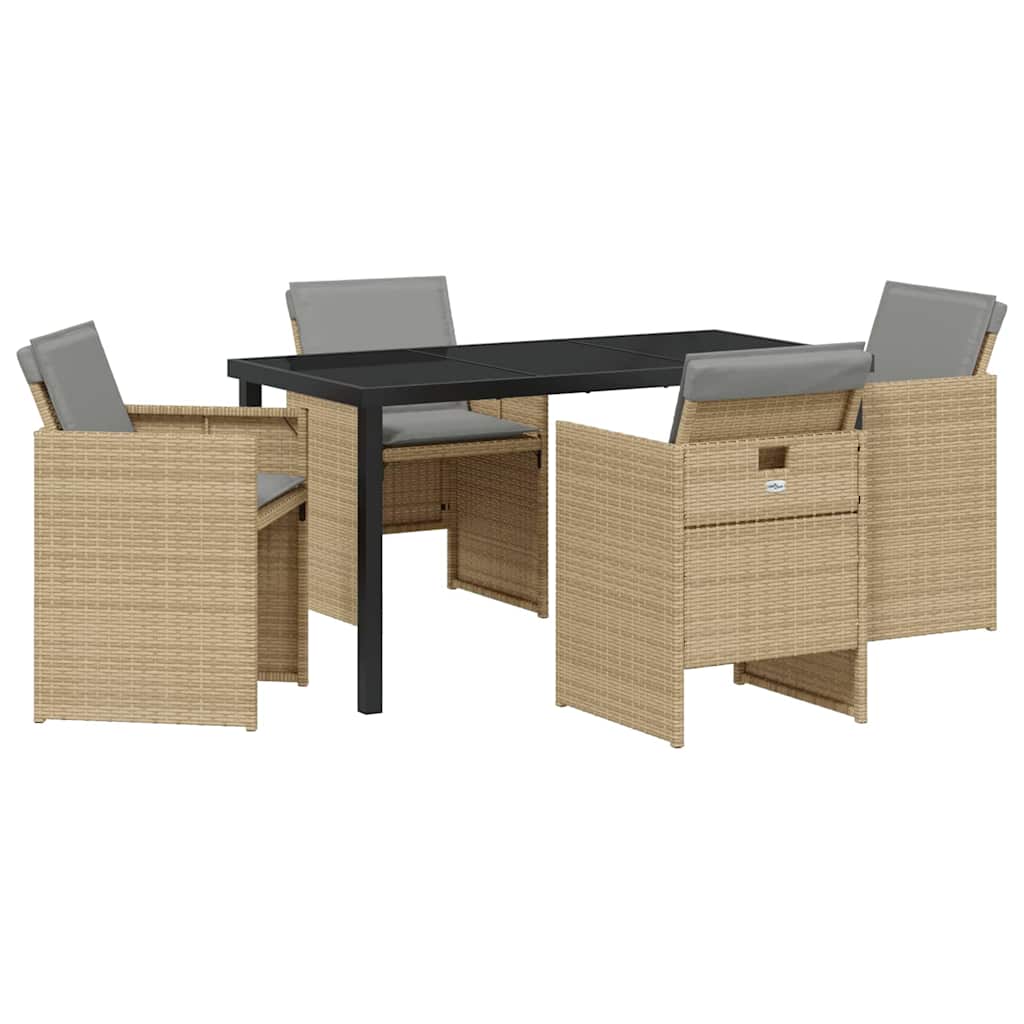 Garten Essgruppe 5 pcs Beige Poly-Rattan