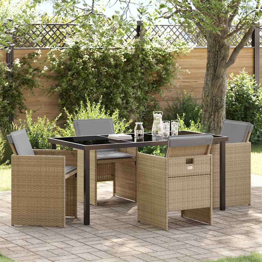 Garten Essgruppe 5 pcs Beige Poly-Rattan