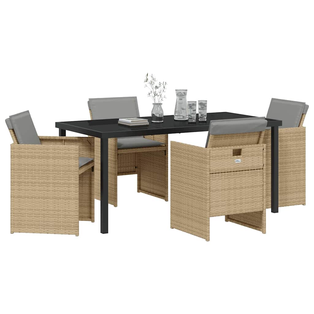 Garten Essgruppe 5 pcs Beige Poly-Rattan