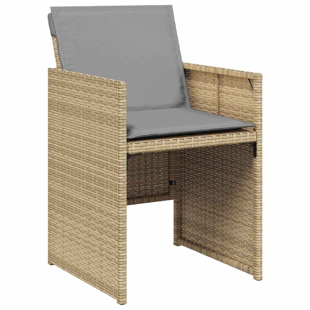 Garten Essgruppe 9 pcs Beige Poly-Rattan