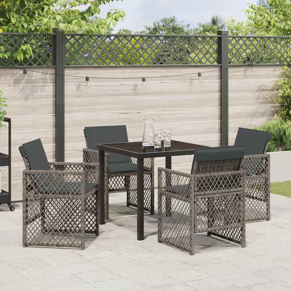 Garten Essgruppe 5 pcs Grau Poly-Rattan
