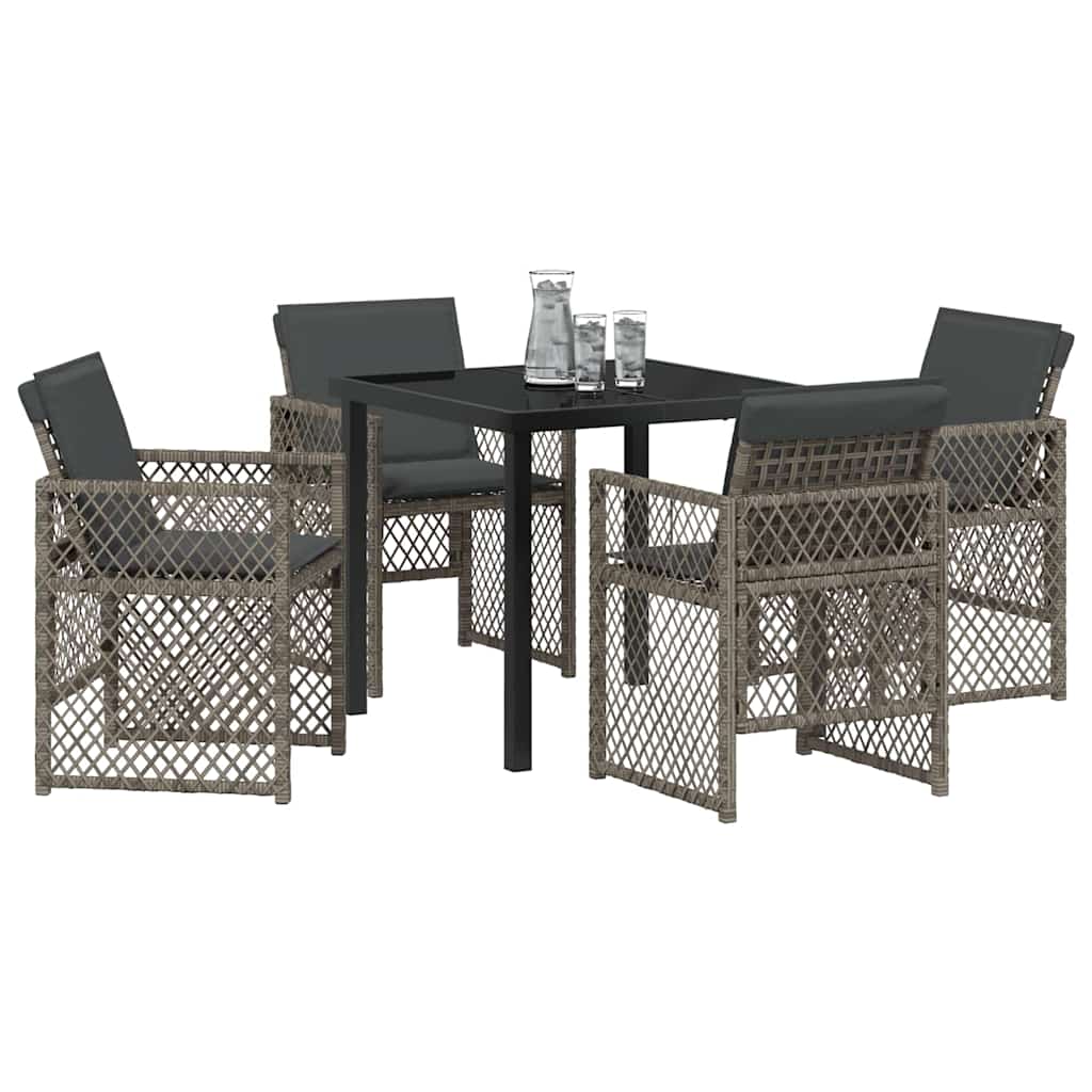 Garten Essgruppe 5 pcs Grau Poly-Rattan