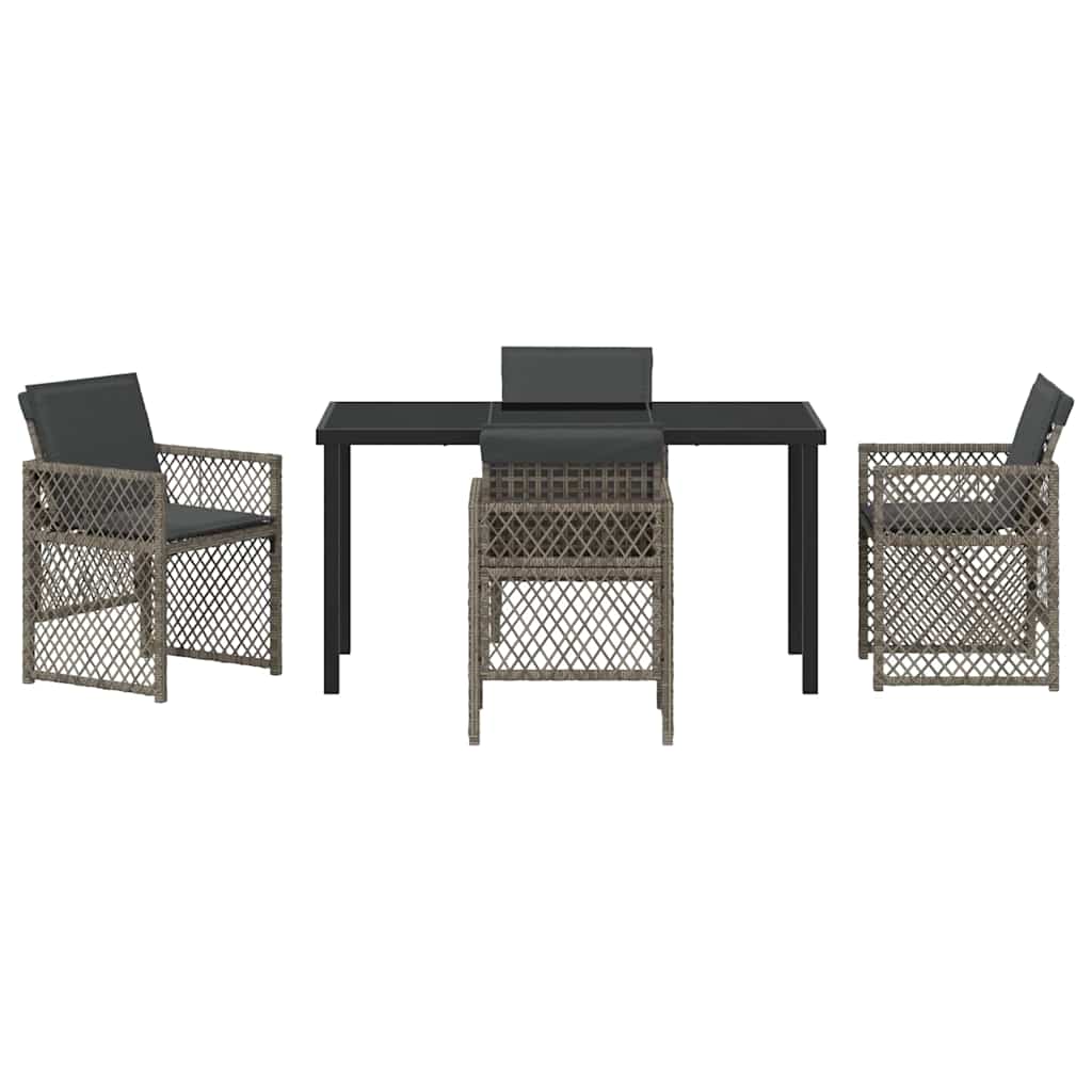 Garten Essgruppe 5 pcs Grau Poly-Rattan