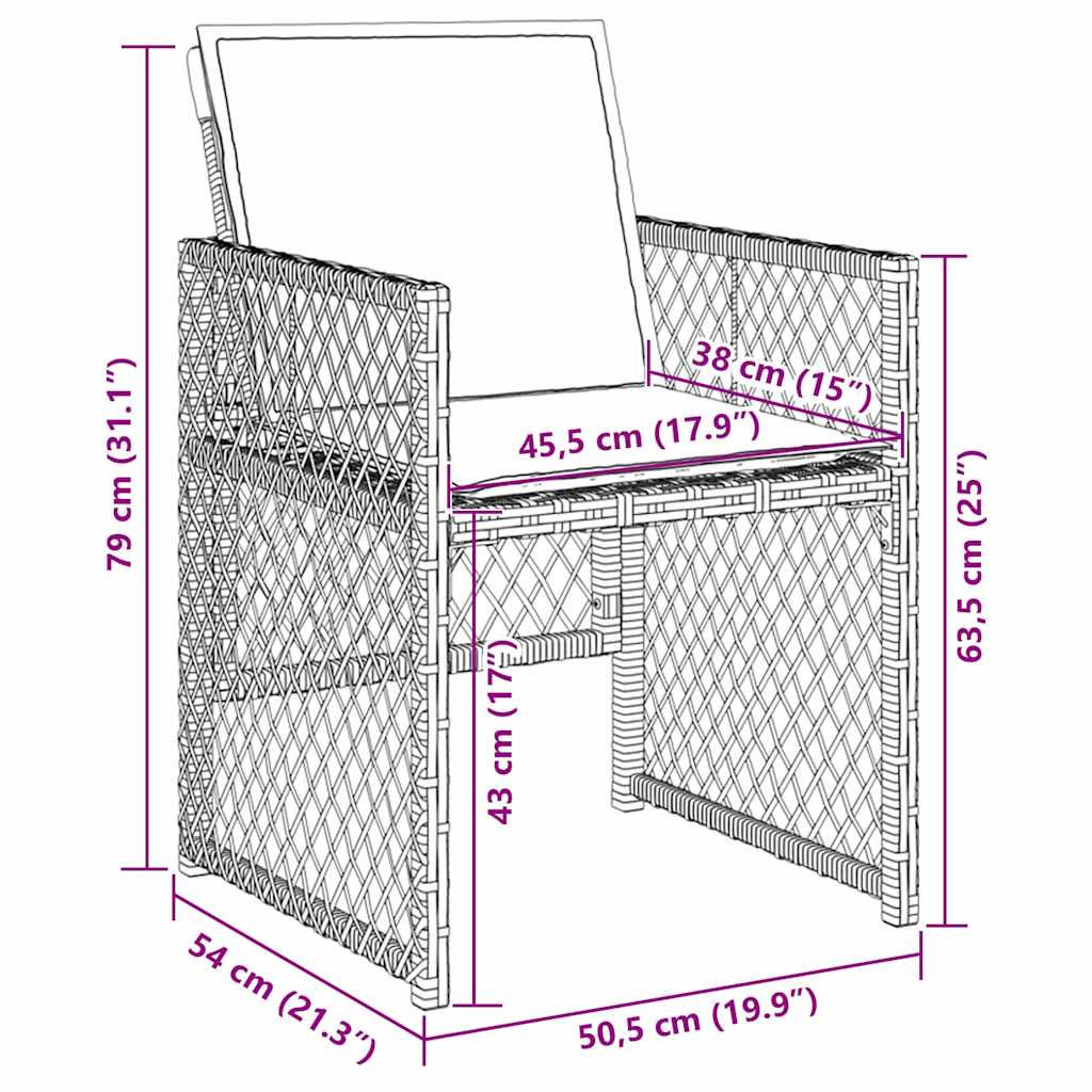 Garten Essgruppe 5 pcs Grau Poly-Rattan