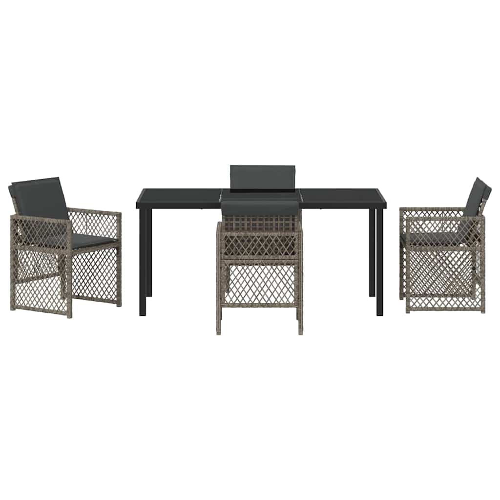 Garten Essgruppe 5 pcs Grau Poly-Rattan