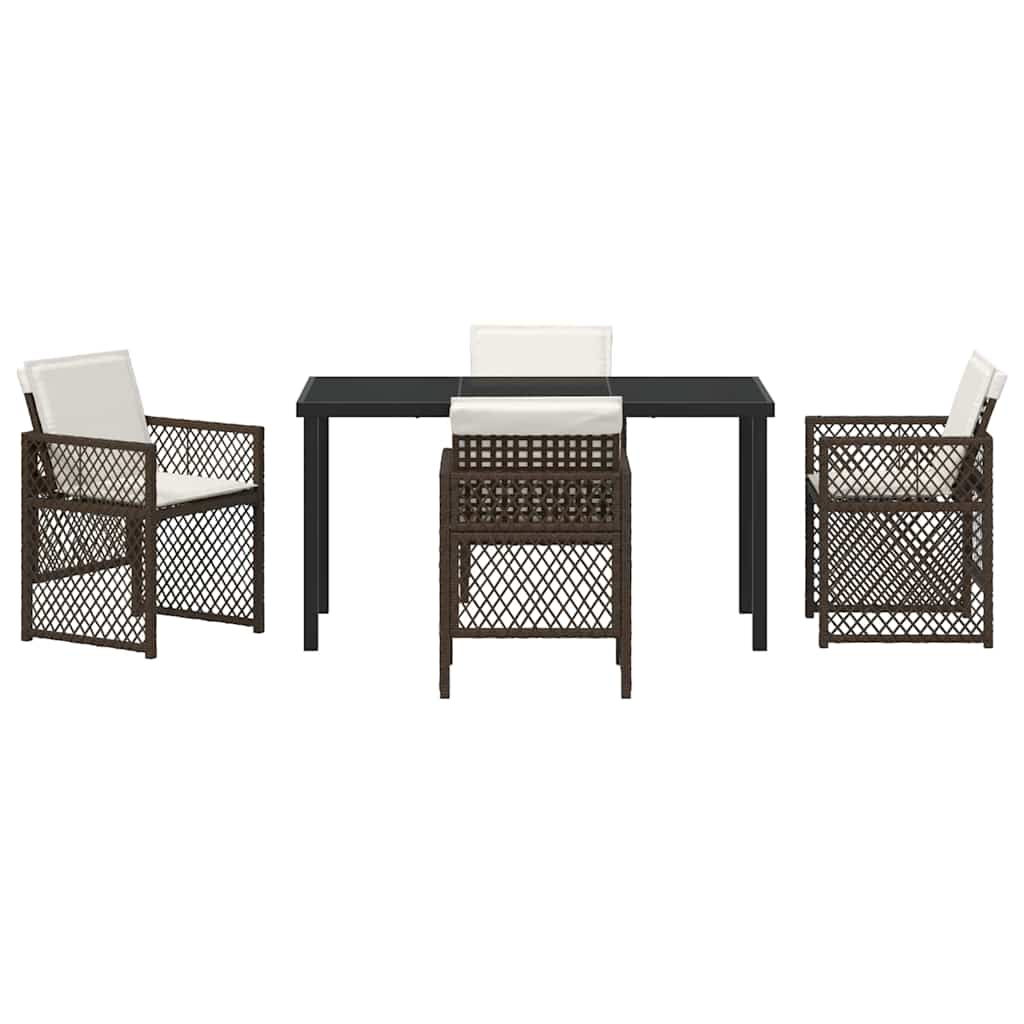 Garten Essgruppe 5 pcs Braun Poly-Rattan