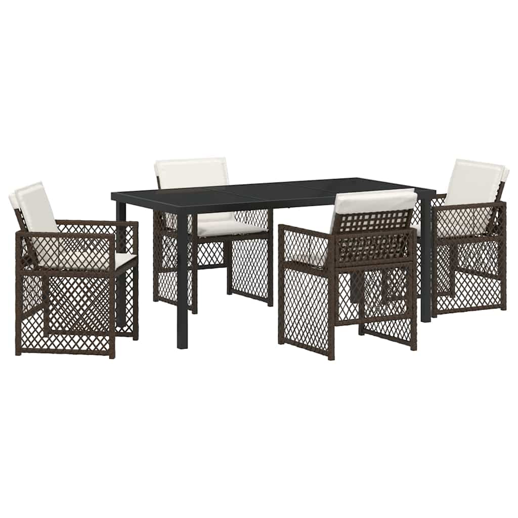 Garten Essgruppe 5 pcs Braun Poly-Rattan