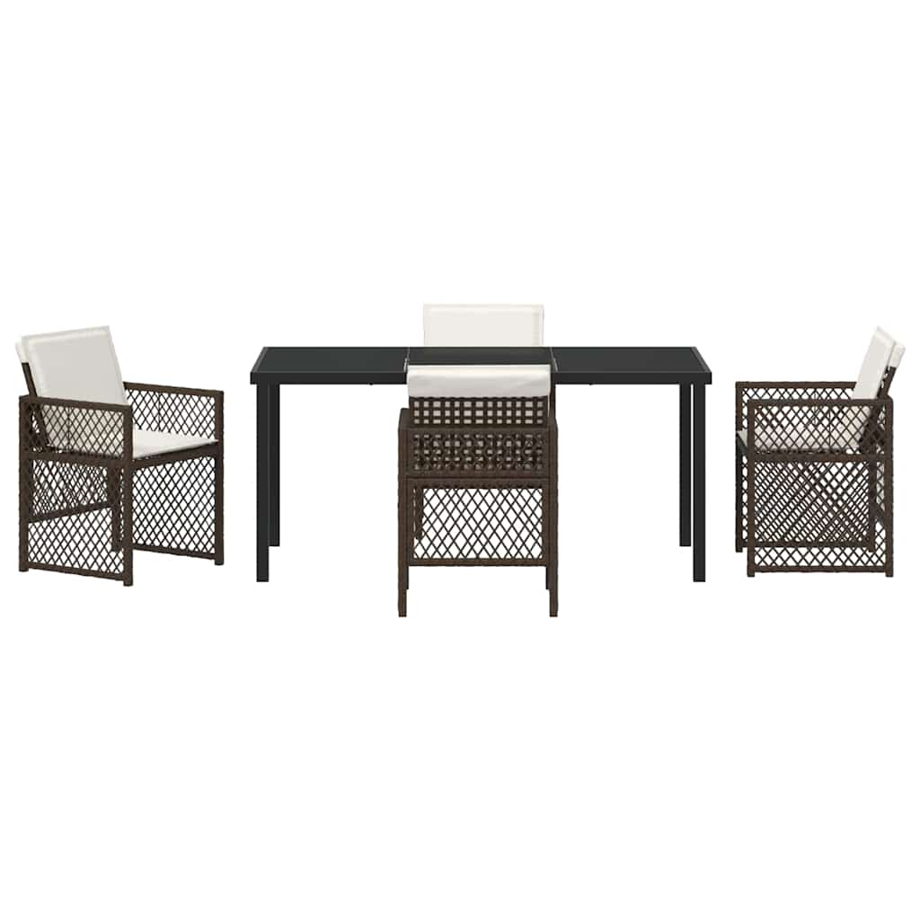 Garten Essgruppe 5 pcs Braun Poly-Rattan
