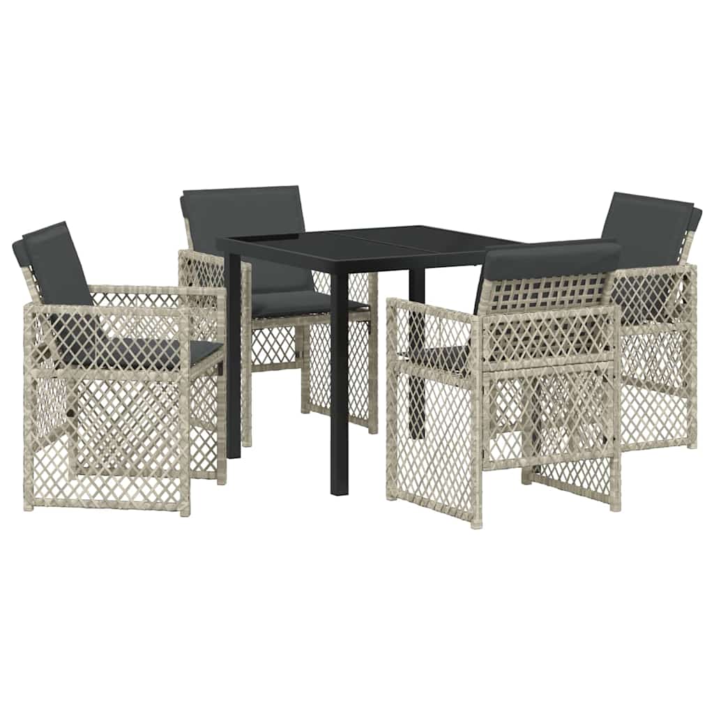 Garten Essgruppe 5 pcs Hellgrau Poly-Rattan