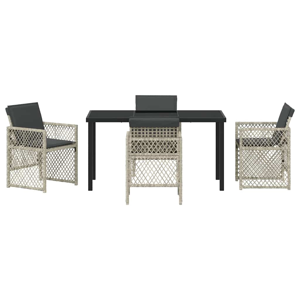 Garten Essgruppe 5 pcs Hellgrau Poly-Rattan