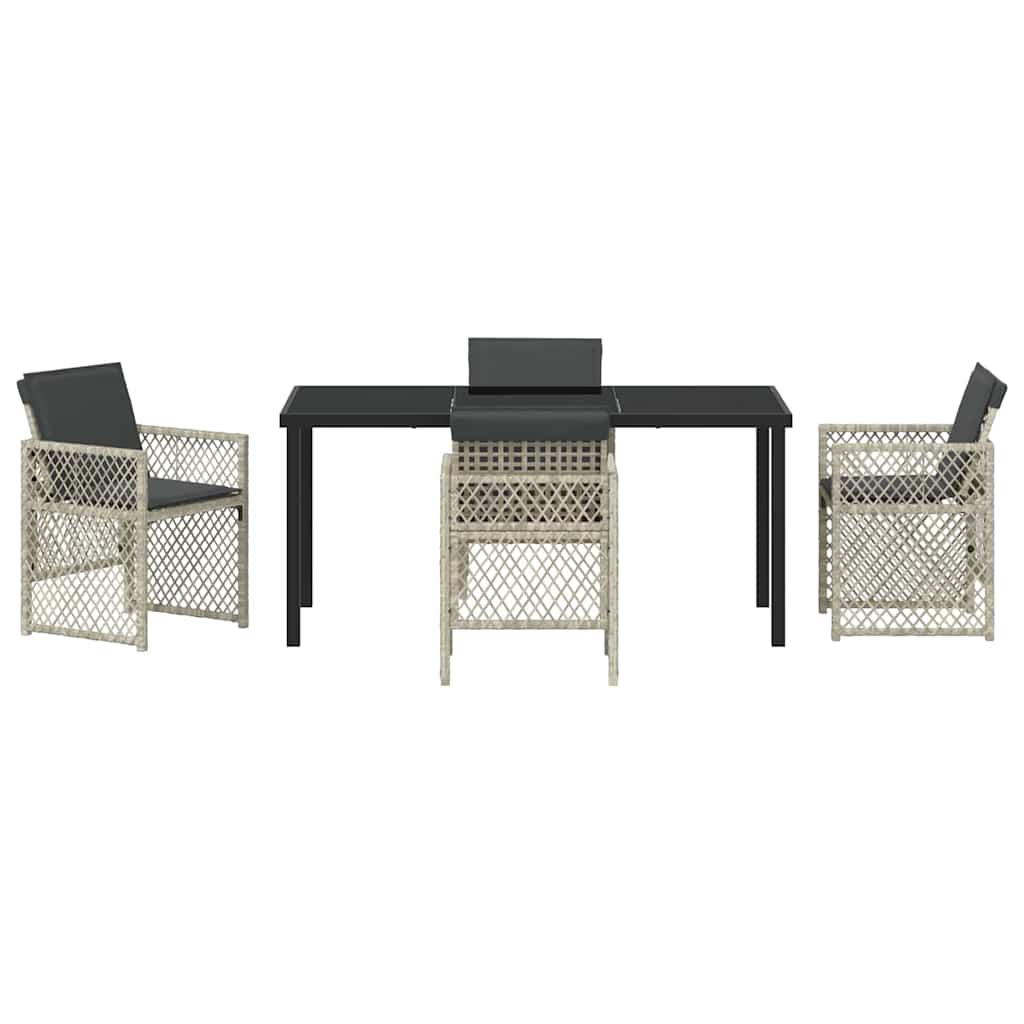 Garten Essgruppe 5 pcs Hellgrau Poly-Rattan