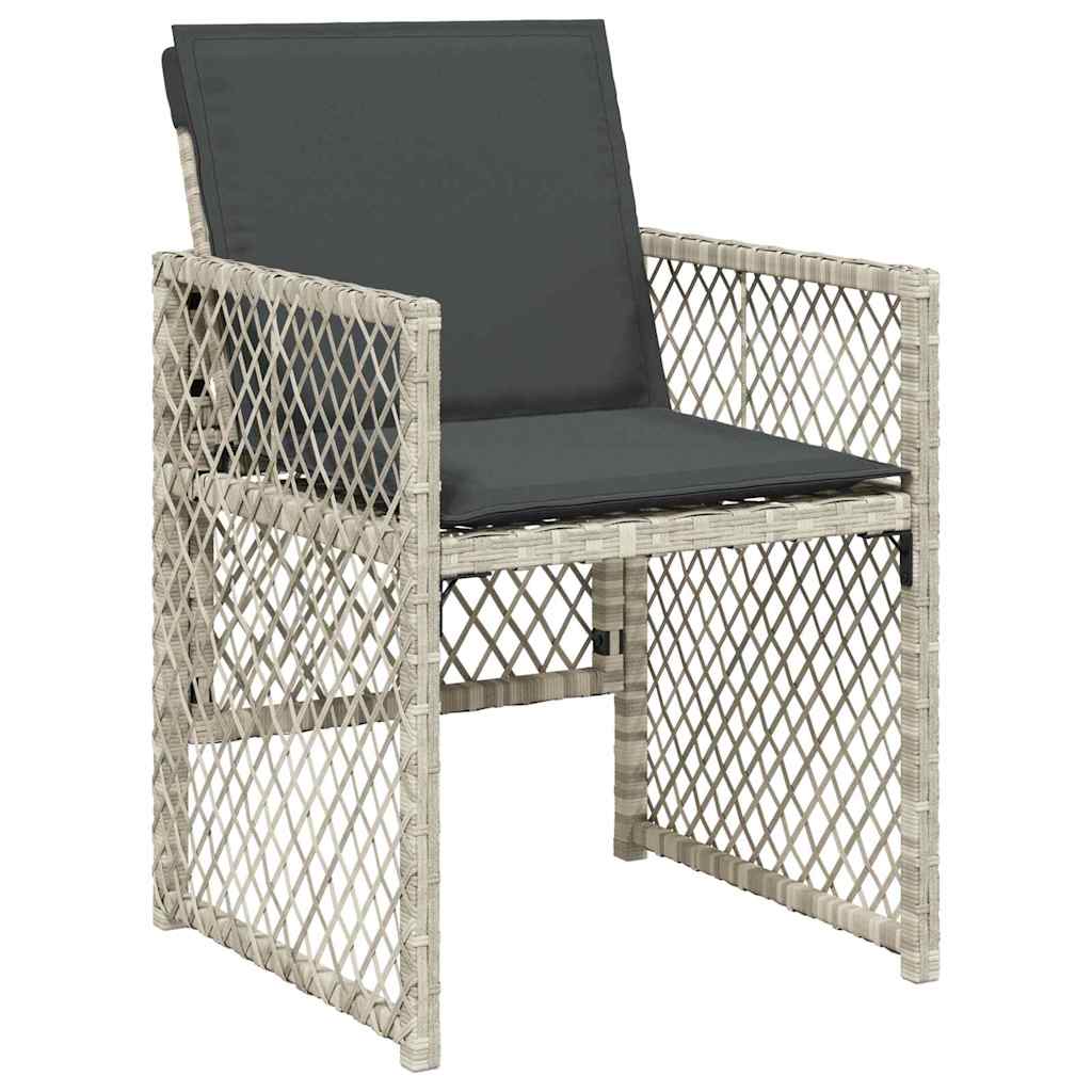 Garten Essgruppe 9 pcs Hellgrau Poly-Rattan
