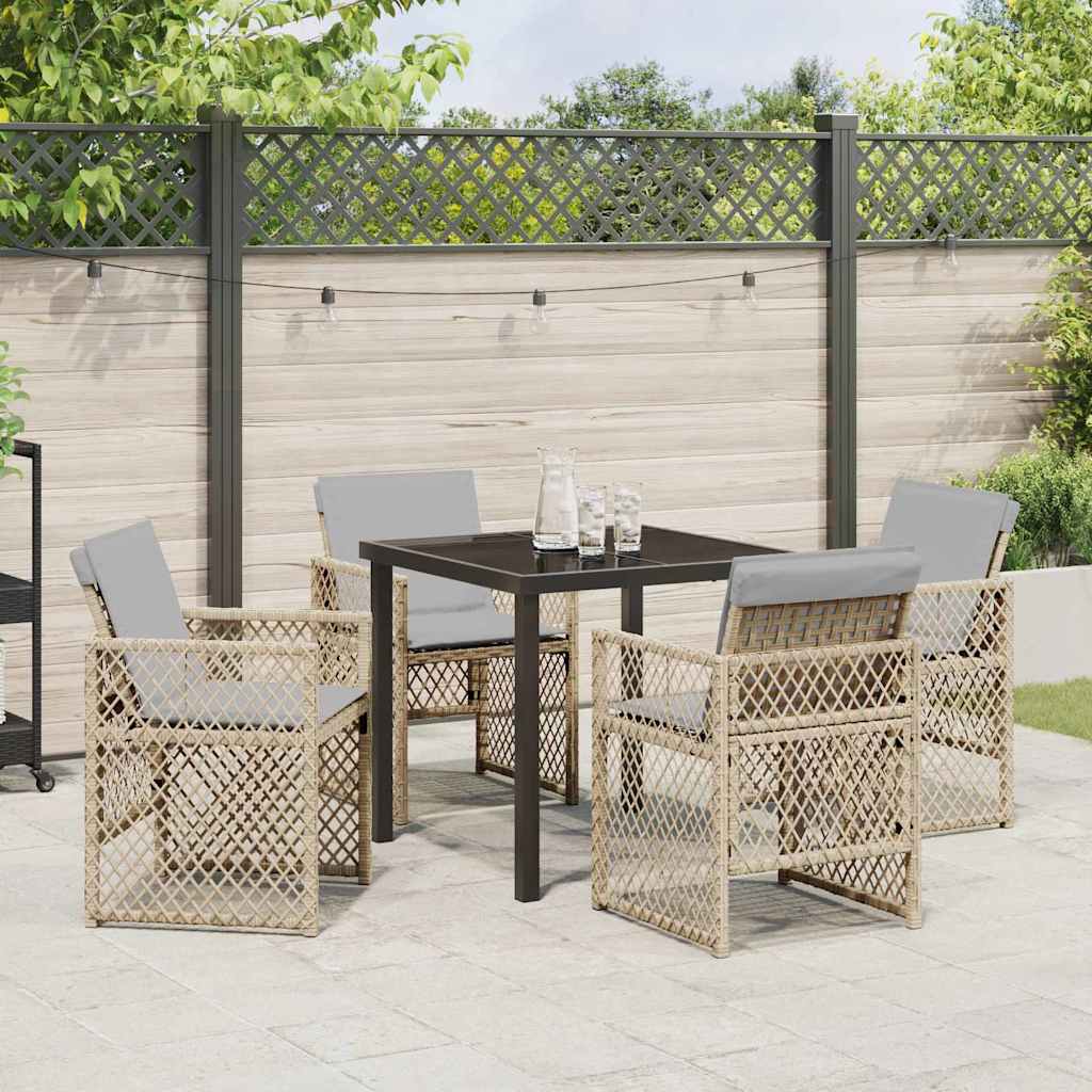 Garten Essgruppe 5 pcs Beige Poly-Rattan