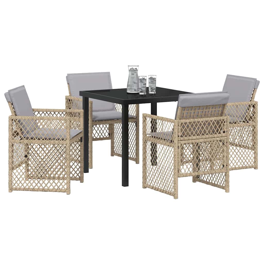 Garten Essgruppe 5 pcs Beige Poly-Rattan
