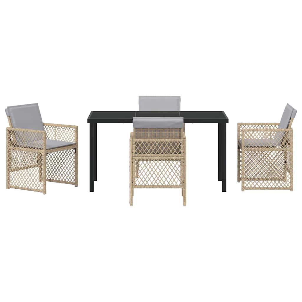 Garten Essgruppe 5 pcs Beige Poly-Rattan