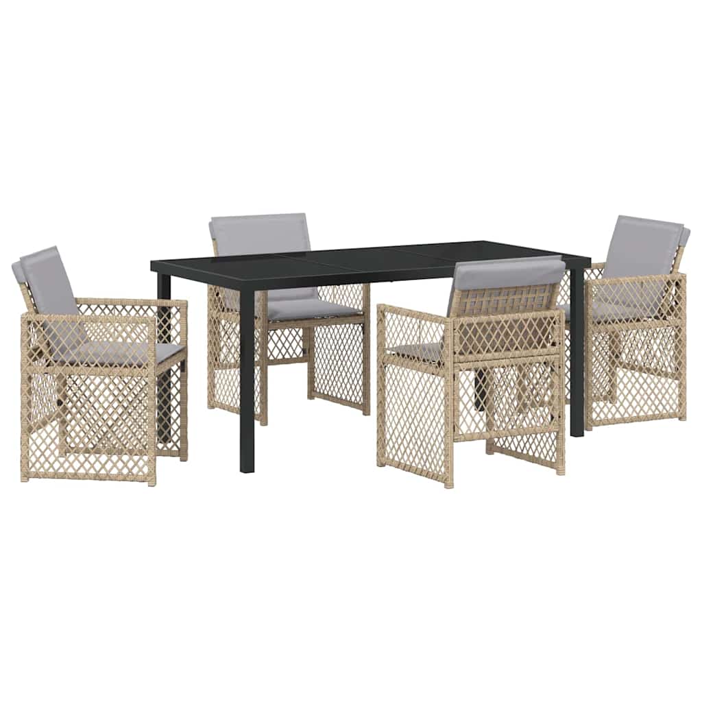 Garten Essgruppe 5 pcs Beige Poly-Rattan