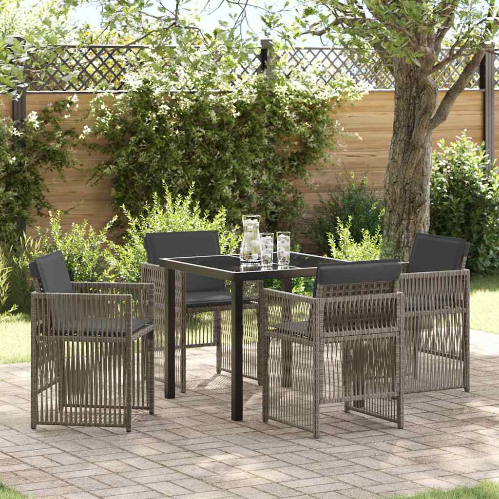 Garten Essgruppe 5 pcs Grau Pulverbeschichteter Stahl
