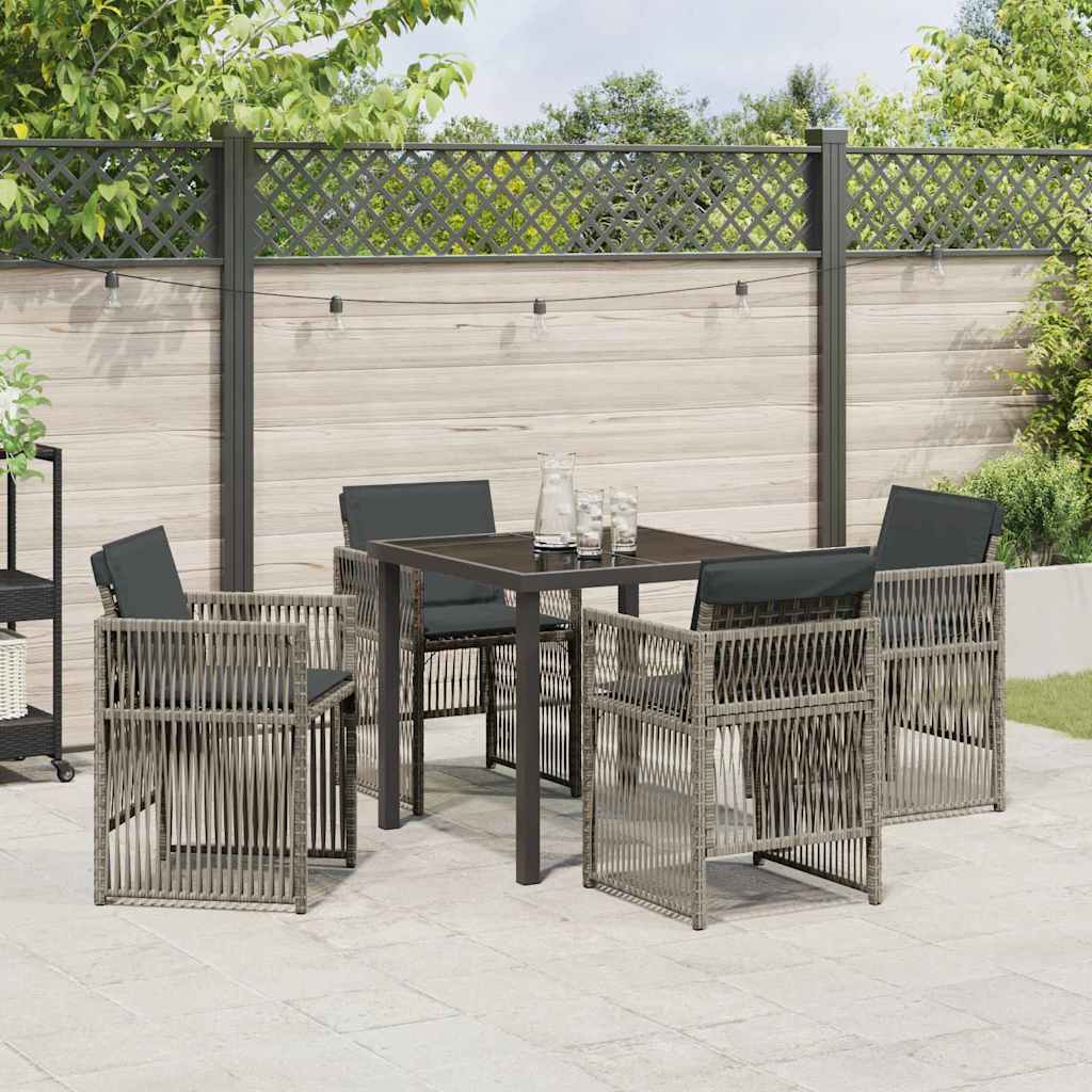 Garten Essgruppe 5 pcs Grau Pulverbeschichteter Stahl