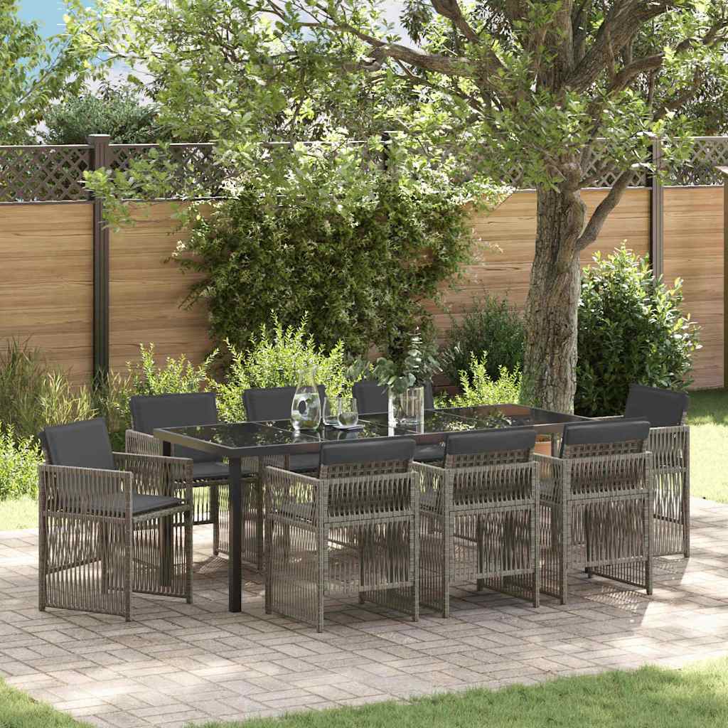 Garten Essgruppe 9 pcs Grau Pulverbeschichteter Stahl