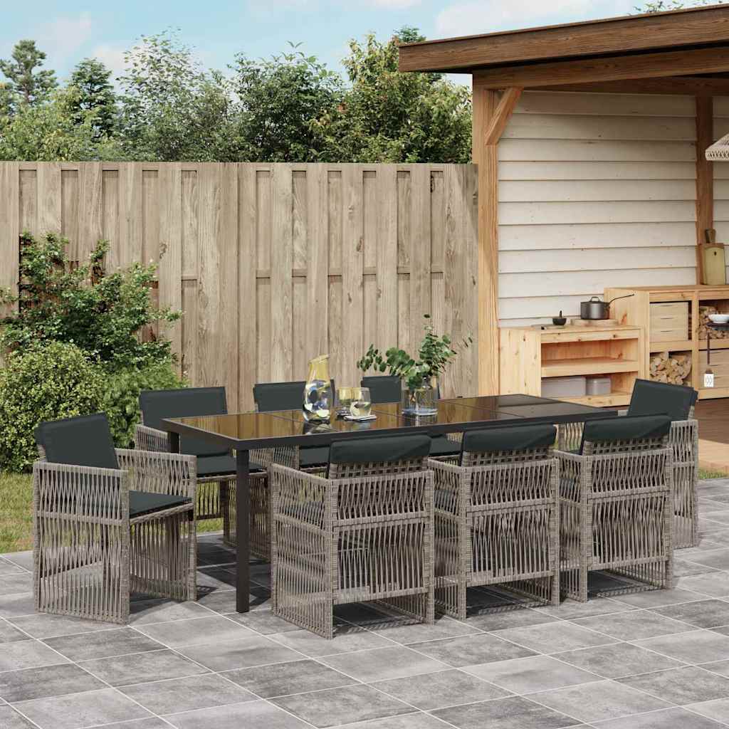 Garten Essgruppe 9 pcs Grau Pulverbeschichteter Stahl