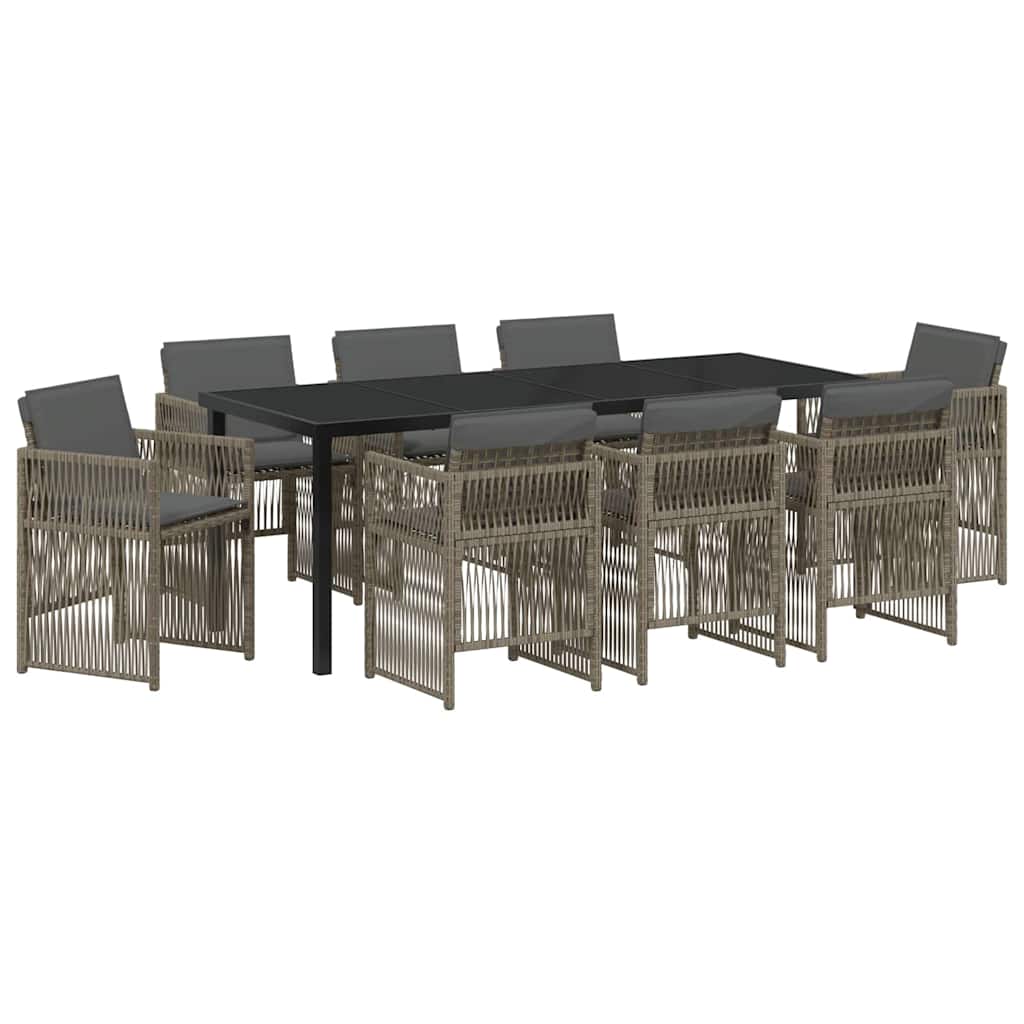 Garten Essgruppe 9 pcs Grau Pulverbeschichteter Stahl
